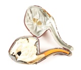 CARVED MEERSCHAUM PIPE OF BIG CHIEF WHITE HORSE EAGLE WITH CASE.