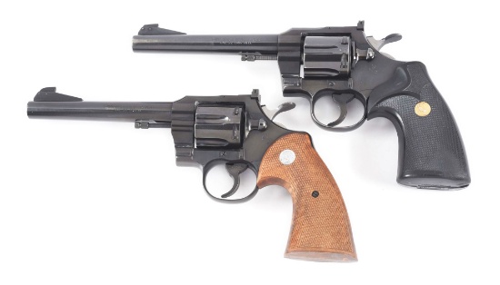(C) LOT OF 2: COLT OFFICER'S MODEL MATCH DOUBLE ACTION REVOLVERS.
