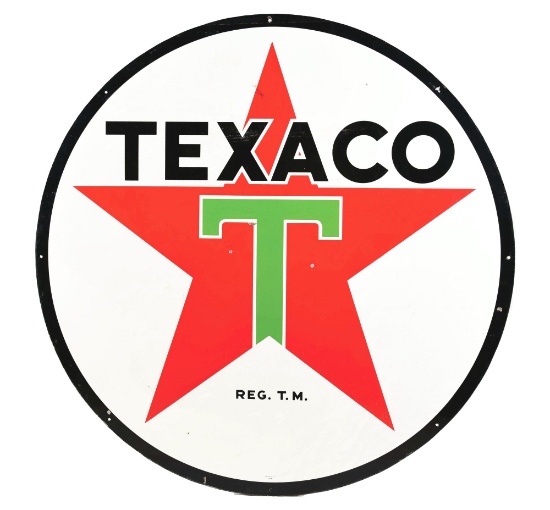 TEXACO GASOLINE PORCELAIN SERVICE STATION SIGN.