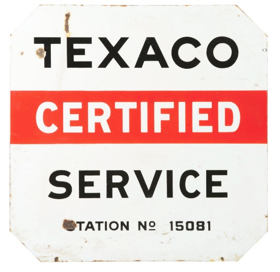 TEXACO CERTIFIED SERVICE PORCELAIN SIGN.