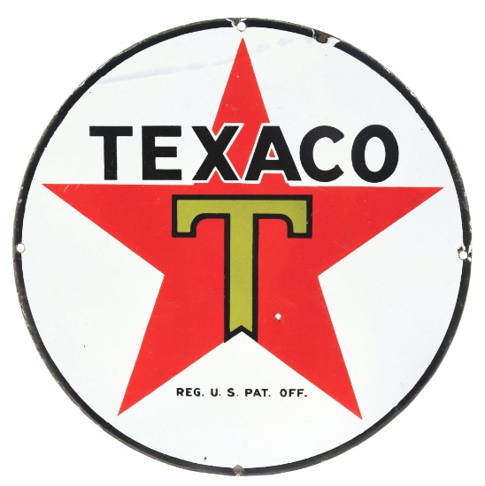 SINGLE SIDED PORCELAIN TEXACO 15" SIGN.