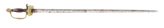 AMERICAN SMALL SWORD BY JAMES GEDDY AND SONS OF WILLIAMSBURG, VIRGINIA, WOOD TESTED.