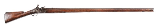 (A) MASSIVE GERMANIC FLINTLOCK WALL GUN MARKED J.J. BEHR.
