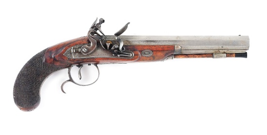 (A) KEENER MARKED FLINTLOCK DUELING PISTOL, EX. WILLIAM LOCKE COLLECTION.