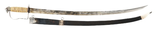 IDENTIFIED SILVER HILTED EAGLE POMMEL SWORD BY WILLIAM FARIS, WAR OF 1812 USE.