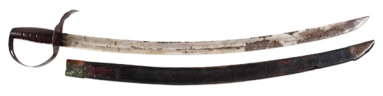 CRUDE IRON CAVALRY SABER IN THE FORM OF A NAVAL CUTLASS.