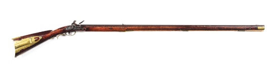 (A) EXTRA FINE FLINTLOCK KENTUCKY RIFLE STAMPED IM FOR JACOB METZGER.