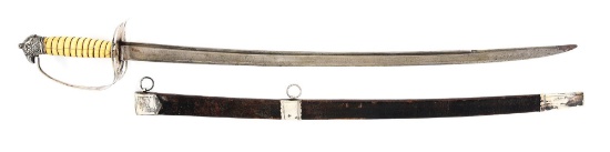 WILLIAM BALL ATTRIBUTED MARYLAND SILVER HILTED EAGLE POMMEL SWORD WITH SCABBARD.