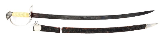 IDENTIFIED MARYLAND SILVER HILTED EAGLE HEAD SWORD AND SCABBARD, ATTRIBUTED TO LT. EPHRAIM COOK.