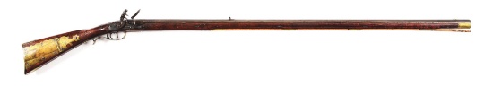 (A) CARVED FLINTLOCK KENTUCKY RIFLE SIGNED J. HAEFFER.