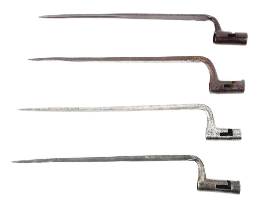 LOT OF 4: AMERICAN AND FRENCH 18TH & 19TH CENTURY BAYONETS.