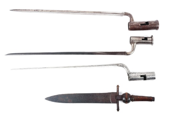 LOT OF 4: 18TH CENTURY BAYONETS.