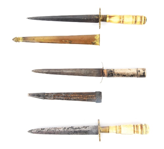 LOT OF 3: SMALL NAVAL MIDSHIPMAN'S DIRKS.