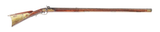 (A) RARE AND FINE RELIEF CARVED KENTUCKY RIFLE SIGNED H. KOONS, WITH BRASS LOCK.