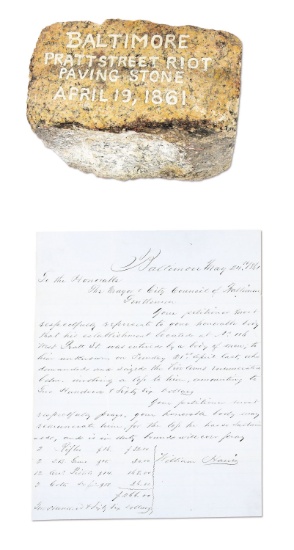 LOT OF 2: RELICS FROM THE 1861 BALTIMORE PRATT STREET RIOT.