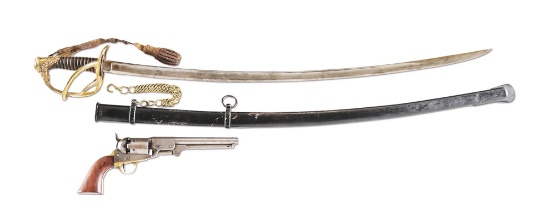 (A) HISTORICALLY SIGNIFICANT CONFEDERATE LEECH & RIGDON REVOLVER AND FRENCH MODEL 1822 HUSSAR’S SABE