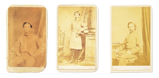 LOT OF 3: CIVIL WAR CDVS OF CSA SOLDIERS WEARING MARYLAND CROSSES.