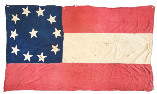CONFEDERATE NAVAL 1ST NATIONAL FLAG OF LT. JOHN W. BENNETT, CSS GAINES AT THE BATTLE OF MOBILE BAY.