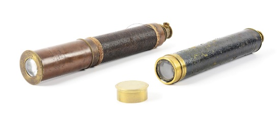 LOT OF 2 CIVIL WAR ERA TELESCOPES, 1 WITH PRESENTATION.
