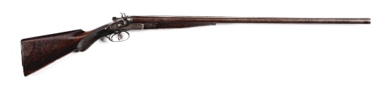 (A) CLARK & SNEIDER SIDE BY SIDE HAMMER SHOTGUN.