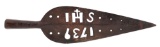 1739 DATED PIERCED IRON SPONTOON HEAD.