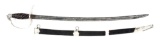 FINE MARYLAND SILVER HILTED EAGLE HEAD POMMEL SWORD WITH LEATHER SCABBARD.