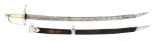 IDENTIFIED SILVER HILTED WILLIAM BALL ATTRIBUTED PILLOW POMMEL SWORD WITH SCABBARD.