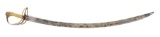 ORNATE LION POMMEL CAVALRY SABER WITH ETCHED BLADE.