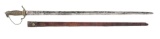 UNUSUAL PEWTER HILTED EAGLE POMMEL SWORD WITH SCABBARD.