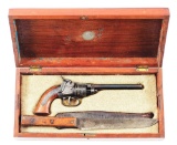 (A) HIGH CONDITION MASSACHUSETTS ARMS COMPANY BELT REVOLVER AND KNIFE IN CASE ATTRIBUTED TO JOHN BRO