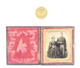 GETTYSBURG BATTLE HONOR DOG TAG AND PHOTO OF ABRAM HAHN 1ST MD POTOMAC HOME BRIGADE