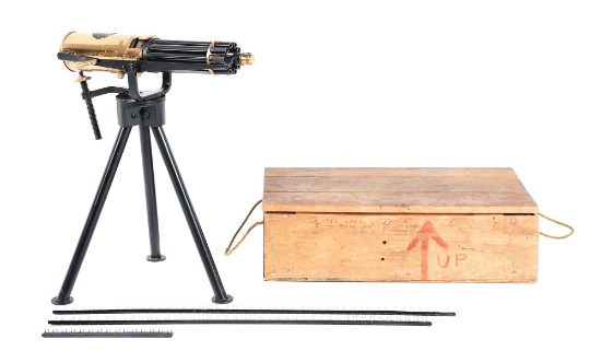 (M) DESIREABLE THUNDER VALLEY MACHINE HALF SCALE 1874 "CAMEL" GATLING BATTERY GUN CHAMBERED IN 9MM P