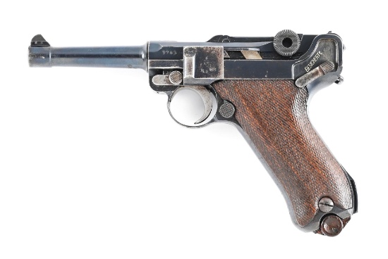 (C) GERMAN WORLD WAR I DWM "1917" DATE P.08 LUGER SEMI-AUTOMATIC PISTOL WITH HOLSTER.