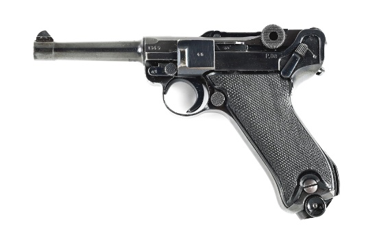 (C) GERMAN WORLD WAR II MAUSER "BLACK WIDOW" P.08 LUGER SEMI-AUTOMATIC PISTOL.