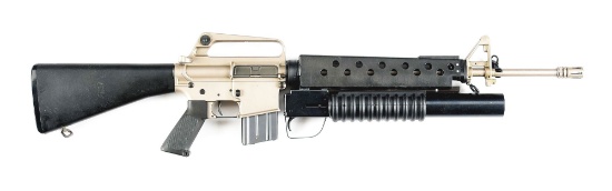 (M) VERY RARE ELECTROLESS NICKEL FINISHED COLT SP1 SEMI-AUTOMATIC RIFLE WITH 37MM FLARE LAUNCHER.