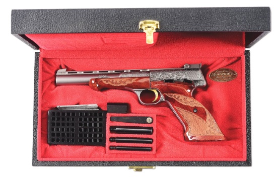 (M) BELGIAN MANUFACTURED RENAISSANCE GRADE BROWNING MEDALIST SEMI-AUTOMATIC HANDGUN WITH CASE.