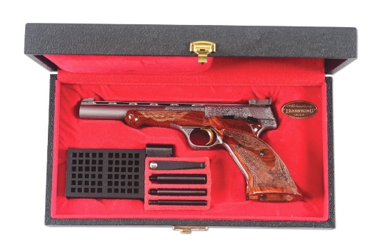 (M) ENGRAVED BELGIAN MANUFACTURED BROWNING RENAISSANCE GRADE MEDALIST SEMI-AUTOMATIC HANDGUN WITH CA