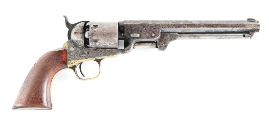 (A) FACTORY ENGRAVED COLT 1851 NAVY SINGLE ACTION PERCUSSION REVOLVER.