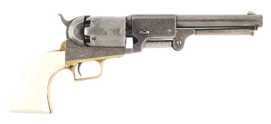 (A) FACTORY ENGRAVED 2ND MODEL COLT DRAGOON PERCUSSION REVOLVER IN CUSTOM FITTED CASE.