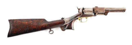 (A) COLT THIRD MODEL DRAGOON SINGLE ACTION PERCUSSION REVOLVER WITH NEAR MATCHING DETACHABLE BUTTSTO