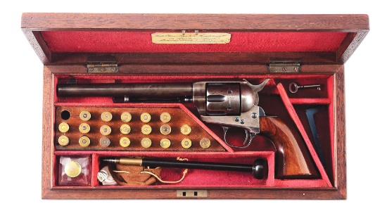 (A) LONDON SHIPPED COLT SINGLE ACTION ARMY IN ENGLISH HARDWOOD CASING WITH FACTORY LETTER.