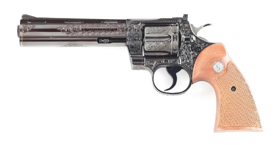 (C) ATTRACTIVE CUSTOM ENGRAVED COLT PYTHON DOUBLE ACTION REVOLVER (1963).