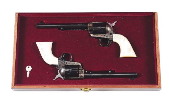 (M) CONSECUTIVELY NUMBERED COLT SINGLE ACTION ARMY REVOLVERS IN DISPLAY CASE.