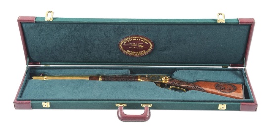 (M) GOLD PLATED BERKS COUNTY, PA COMMEMORATIVE WINCHESTER 94AE LEVER ACTION CARBINE WITH CASE