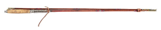 BAMBOO FLY FISHING ROD WITH INSCRIPTION TO CLARK GABLE IN ALUMINUM TUBE.