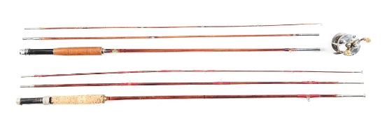 LOT OF 3: BAMBOO FLY FISHING RODS ATTRIBUTED TO CLARK GABLE.