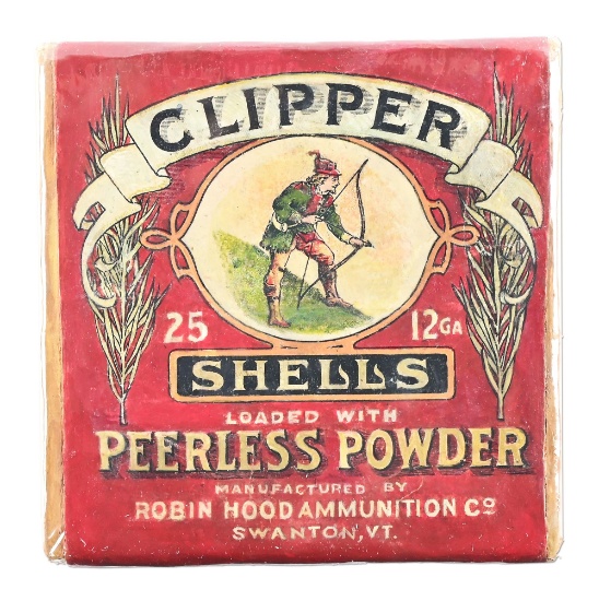 VINTAGE "CLIPPER" MARKED 2-PIECE SHELLS SHOT SHELLS BOX.