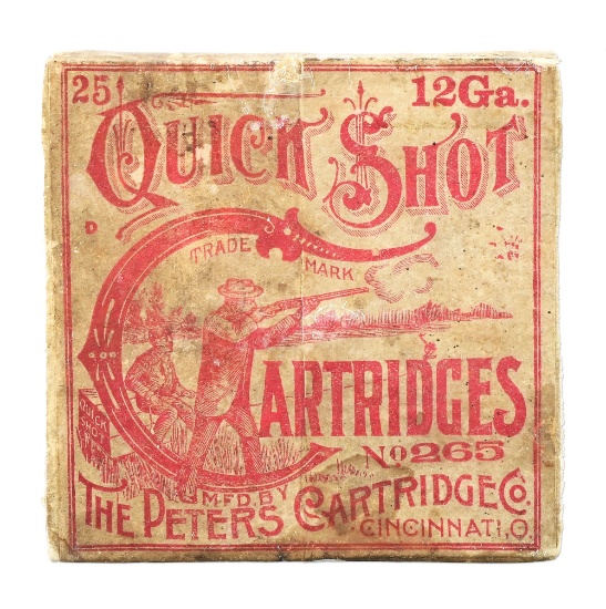 EARLY BLACKPOWDER PETERS "QUICK SHOT" SHOT SHELL BOX.