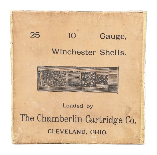 UNIQUE CHAMBERLIN CARTRIDGE CO. WINCHESTER MARKED SHOTSHELL BOX