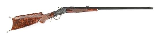 (C) CUSTOM ENGRAVED WINCHESTER MODEL 1885 LOW WALL .22 W.C.F. SINGLE SHOT RIFLE.